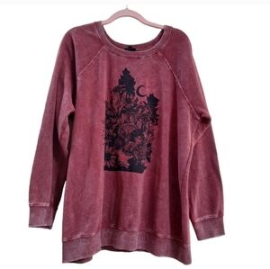 Torrid acid Burgundy wash Graphic Sweatshirt Top 1X